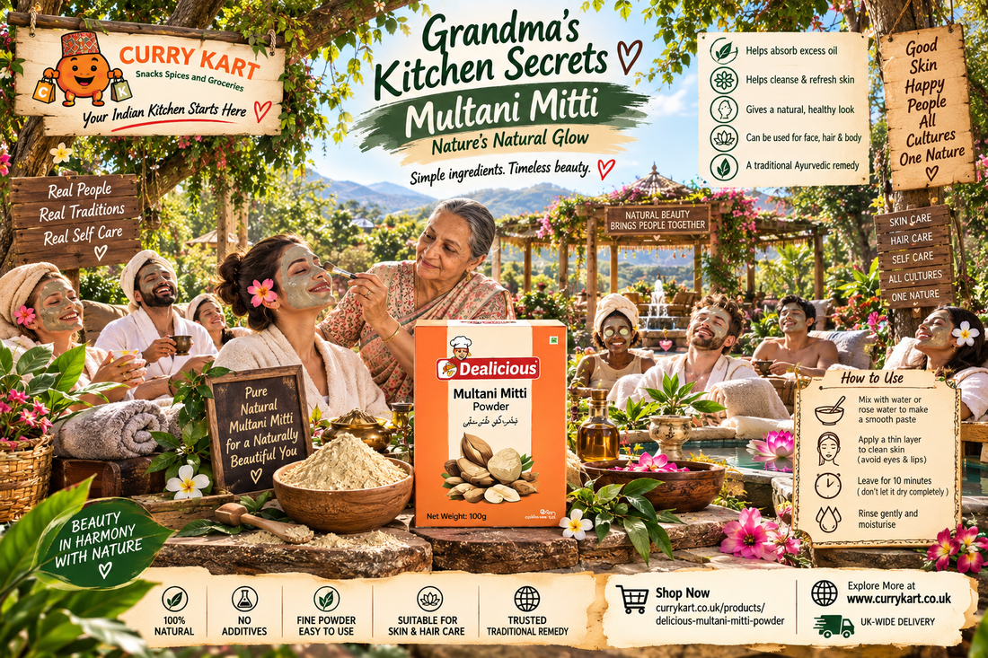 Multani Mitti powder (Fuller’s Earth) for a traditional clay face mask
