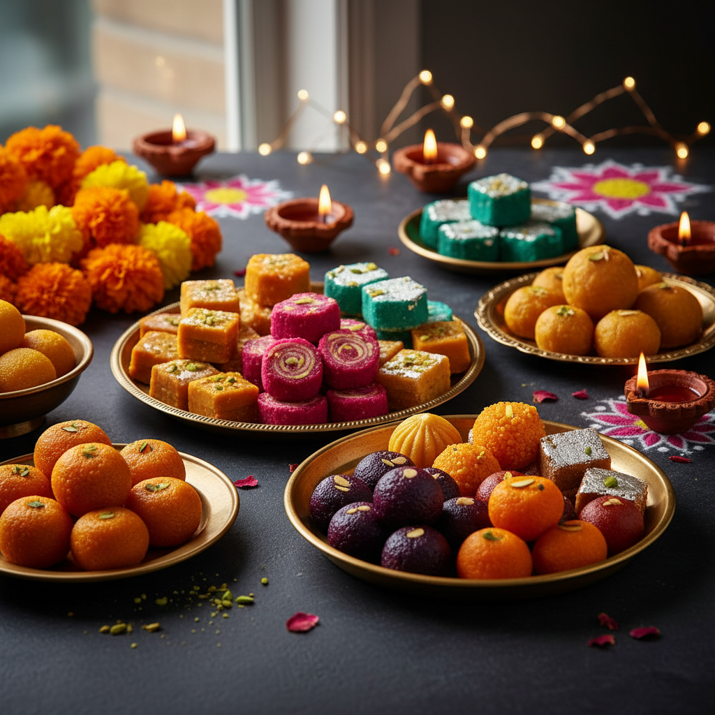Festive Indian sweets collection image