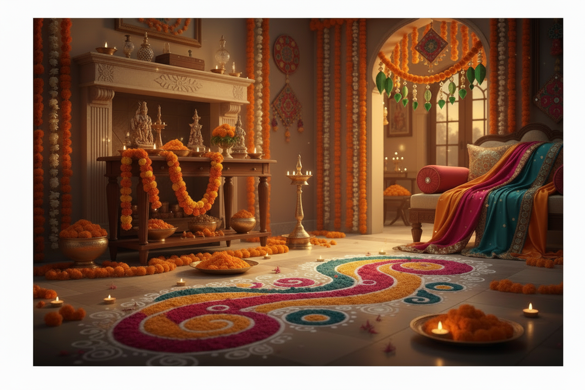 Indian festival decorations with toran