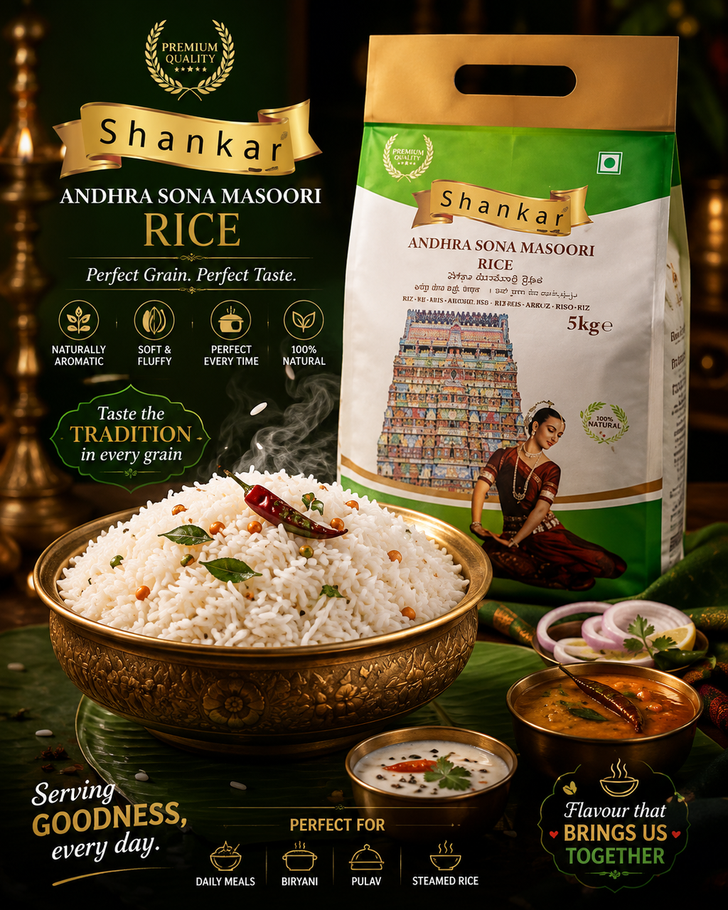 Shankar Andhra Sona Masoori medium grain rice 10kg pack