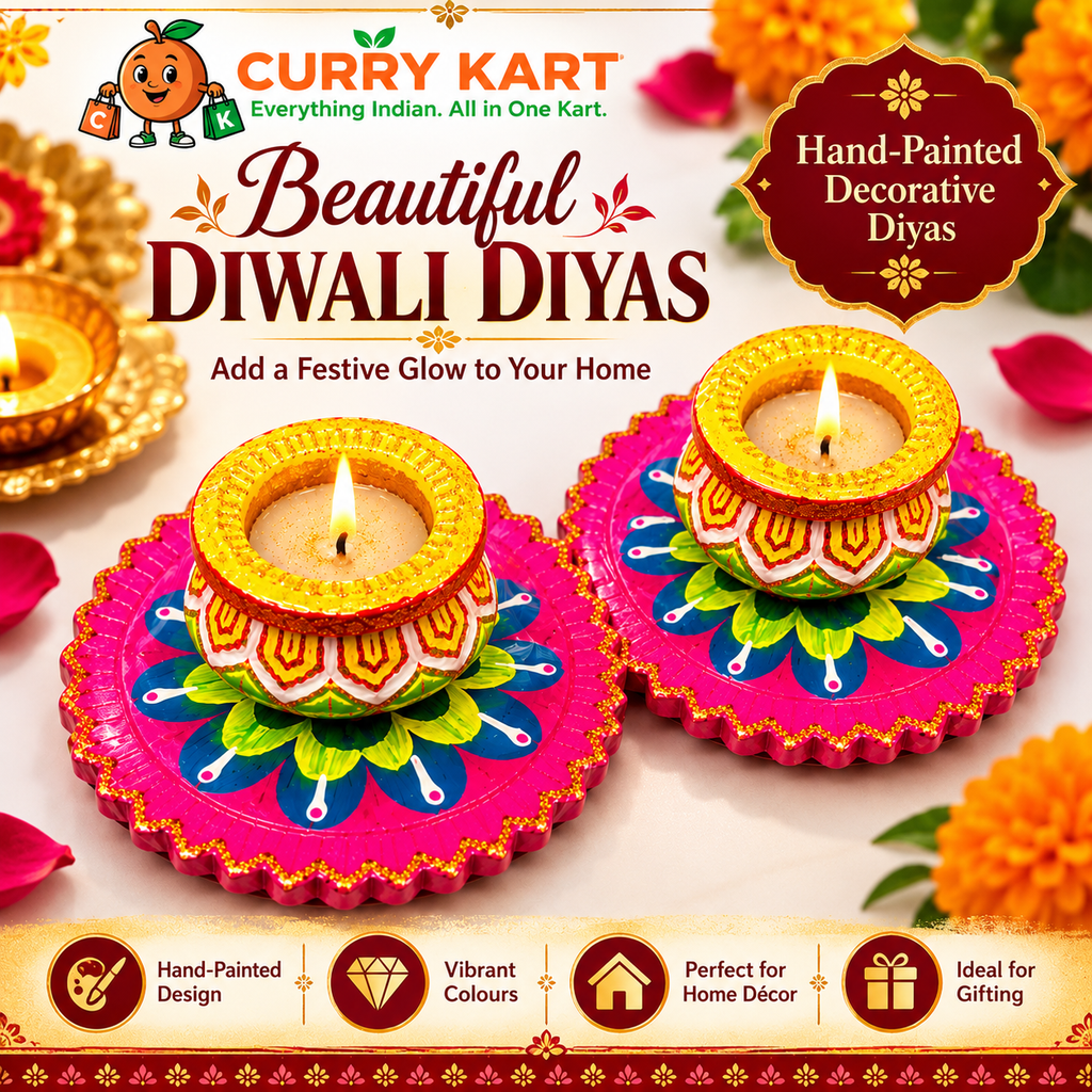 Wax-Filled Diwali Diya Gift Set – 2 Decorative Pot Candles with Pink Floral Bases 18