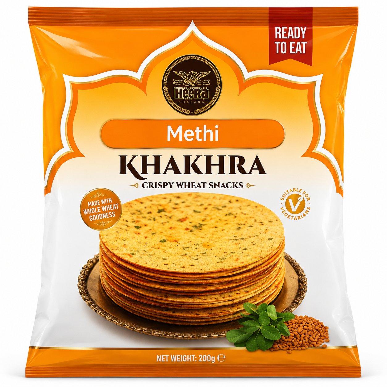 Heera Methi Khakra (Fenugreek Baked Wheat Crisps)