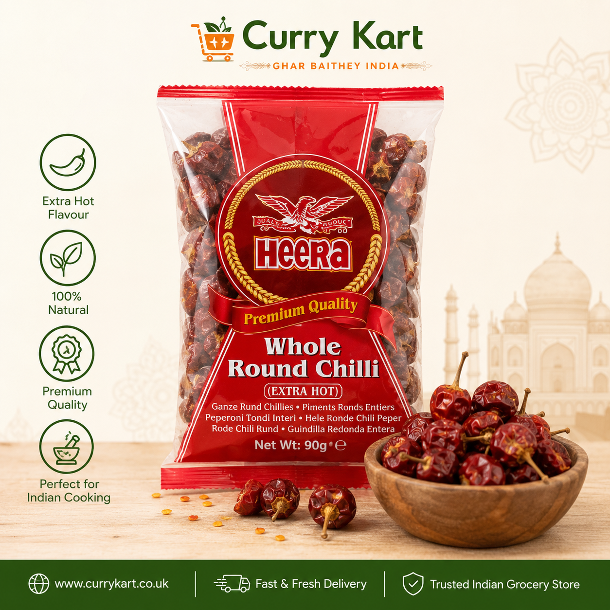 Heera Whole Round Chilli (Extra Hot)