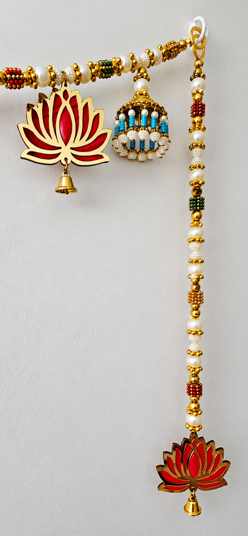 Indian Lotus Toran with Pearls & Bells | Diwali Door Hanging