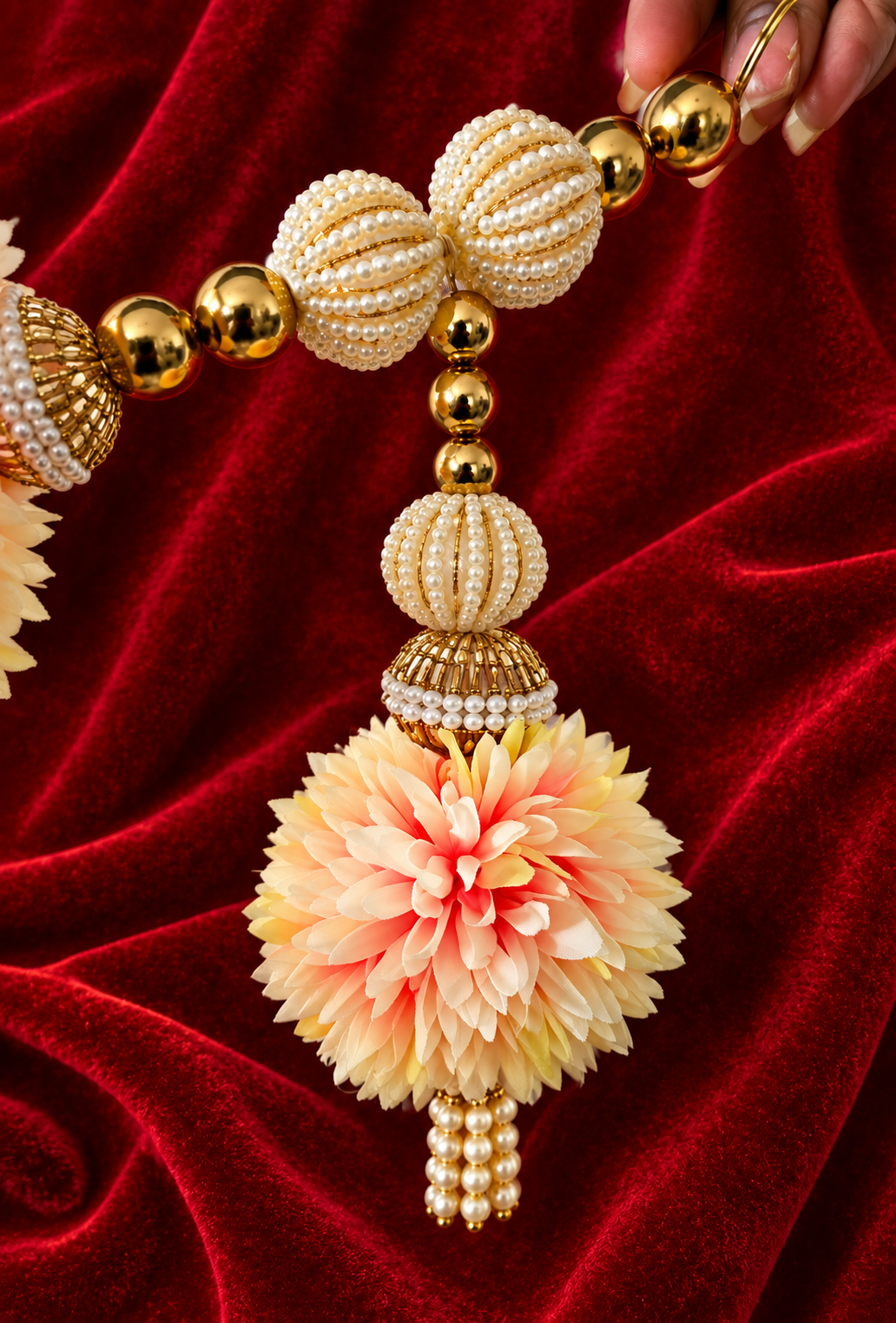 Indian Floral Toran with Pearl Beads & Flowers | Diwali Door Hanging