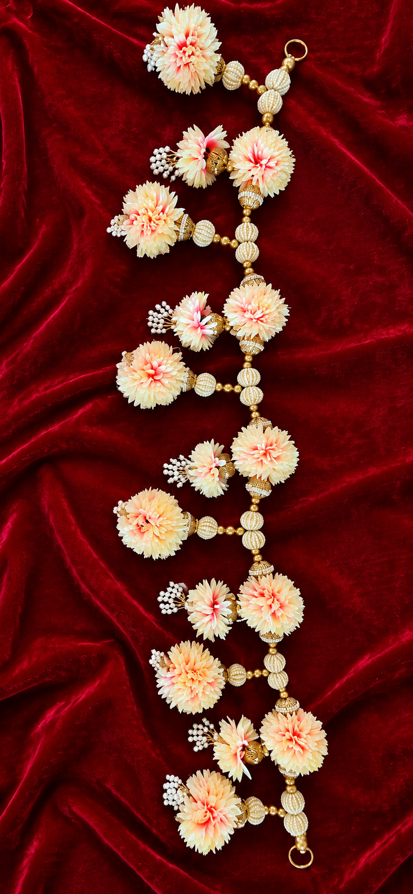 Indian Floral Toran with Pearl Beads & Flowers | Diwali Door Hanging