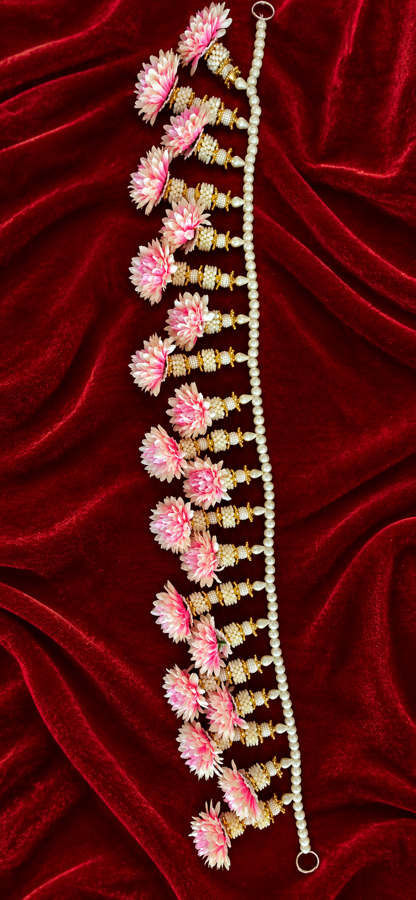 Indian Pink Floral Toran with Pearl Beads | Diwali Door Hanging