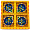 Decorative Diwali Diya Gift Set – Blue & Gold 1