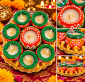 Wax-Filled Diwali Diya Gift Set – 8 Decorative Pot Candles on a Festive Tray 14