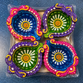 Decorative Diwali Diya Gift Set – 4 Multicoloured Diyas with Ornate Floral Detailing 6
