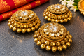 Gold-Tone Lidded Pooja Bowls with Bell Trim – Set of 3