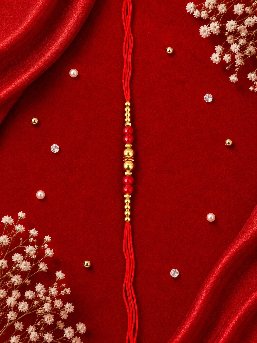 Red & Gold Bead Rakhi 9