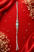 Teal & Pink Floral Lumba Rakhi 2