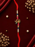 Antique Gold Krishna Handi & Peacock Feather Rakhi 23