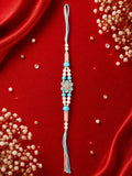 Turquoise & Pink Enamel Flower Lumba Rakhi 7