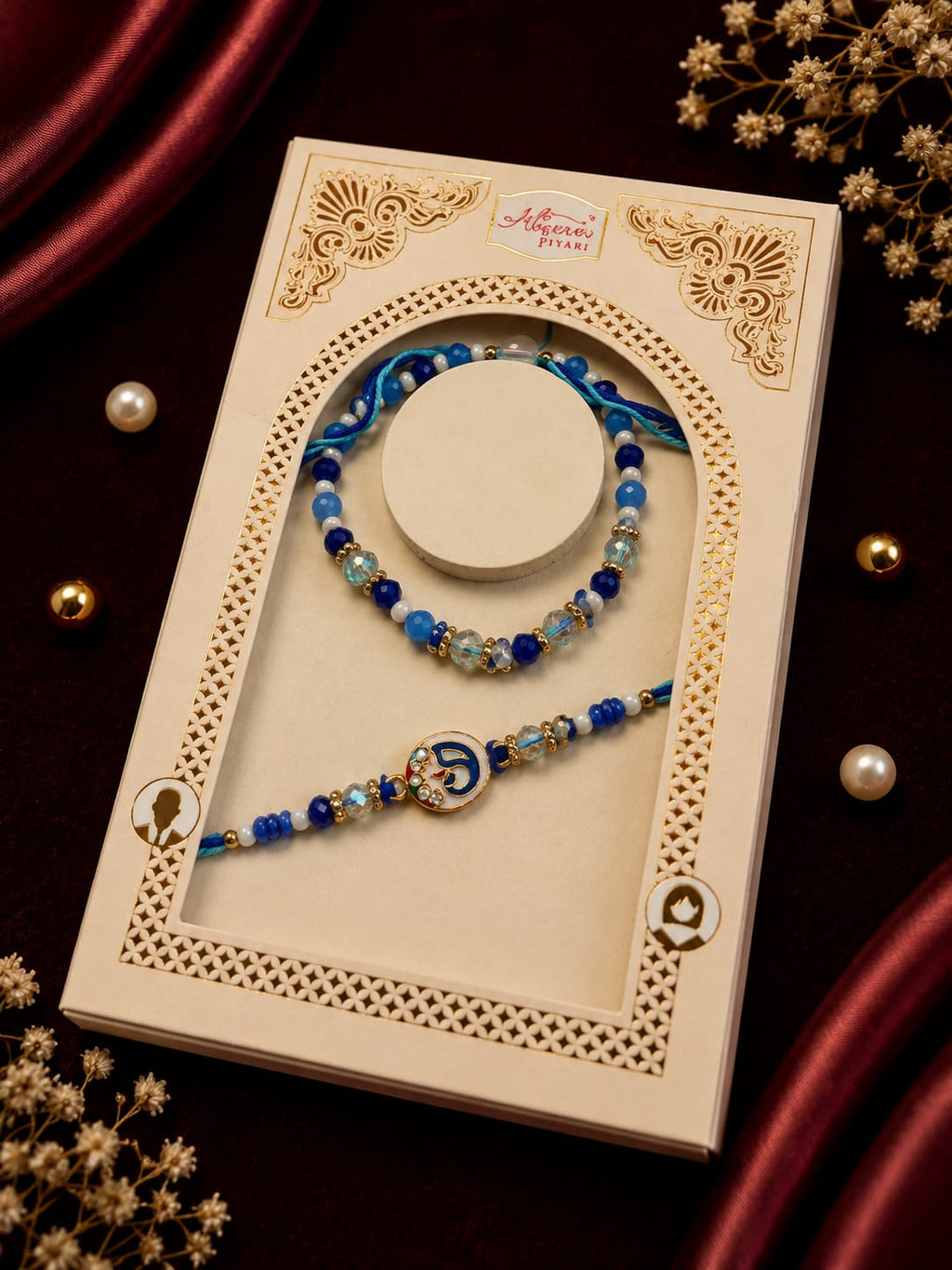 Meenakari Blue Rakhi 1 (Set of 2)
