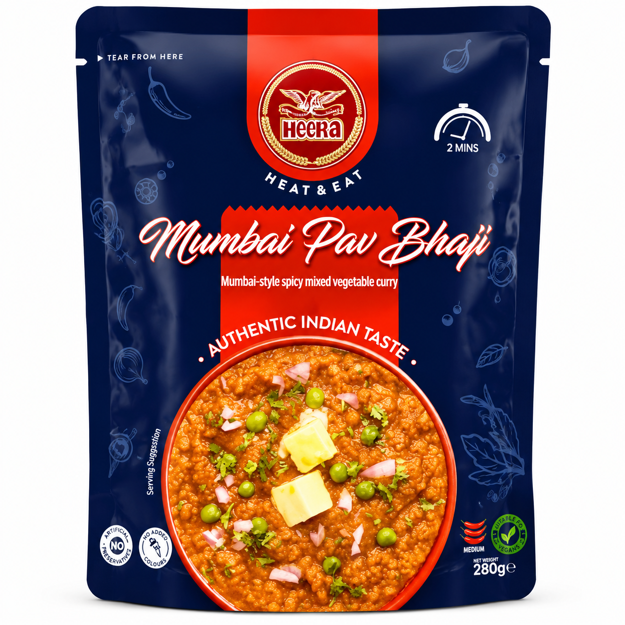 Heera Ready To Eat Mumbai Pav Bhaji (Pouch)