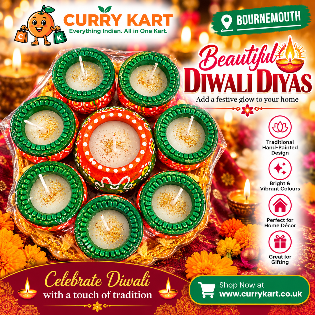 Wax-Filled Diwali Diya Gift Set – 8 Decorative Pot Candles on a Festive Tray 14
