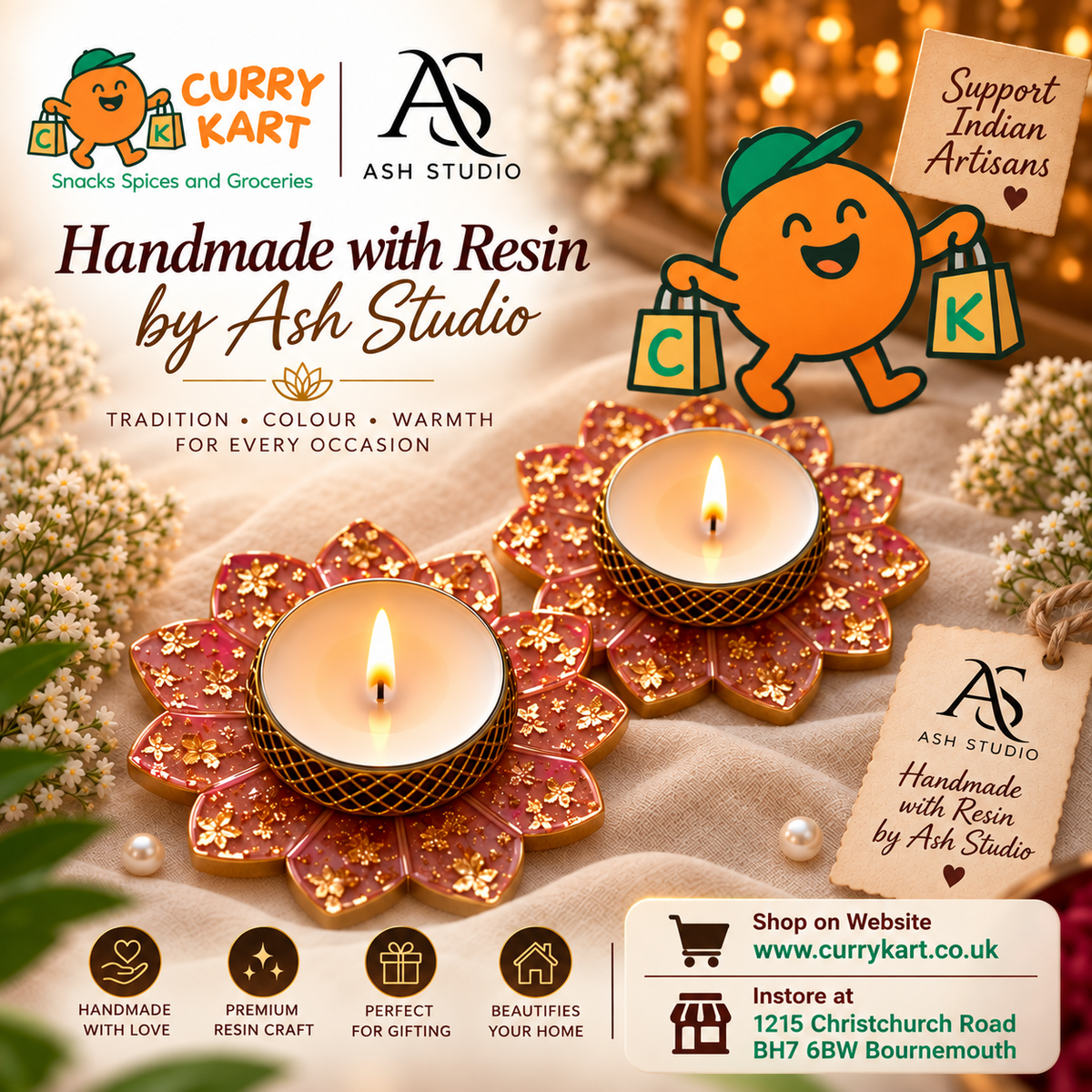 Stone Tealight Holders- Diwali collection
