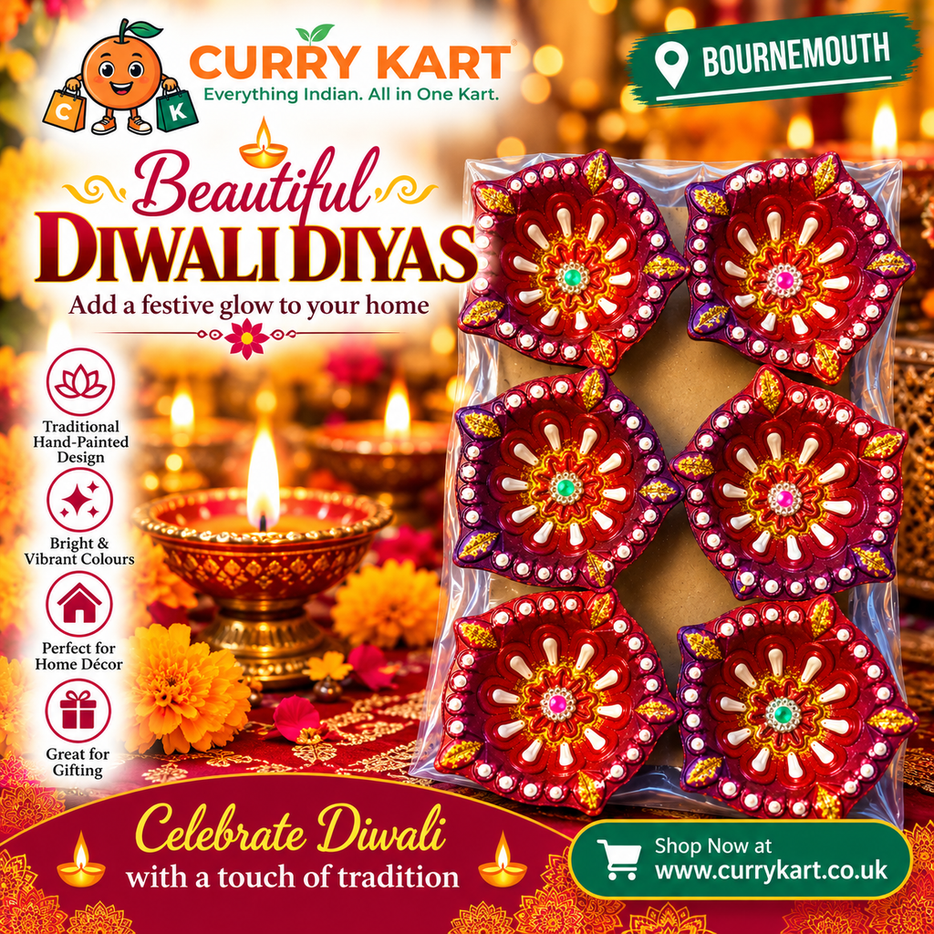 Decorative Diwali Diya Gift Set – 6 Red & Purple Flower-Shaped Diyas 12