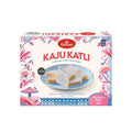 Box of Haldiram's Kaju Katli with floral design on a white background