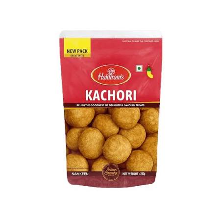 Haldiram's Kachori, a crisp Indian savoury snack with a spiced filling